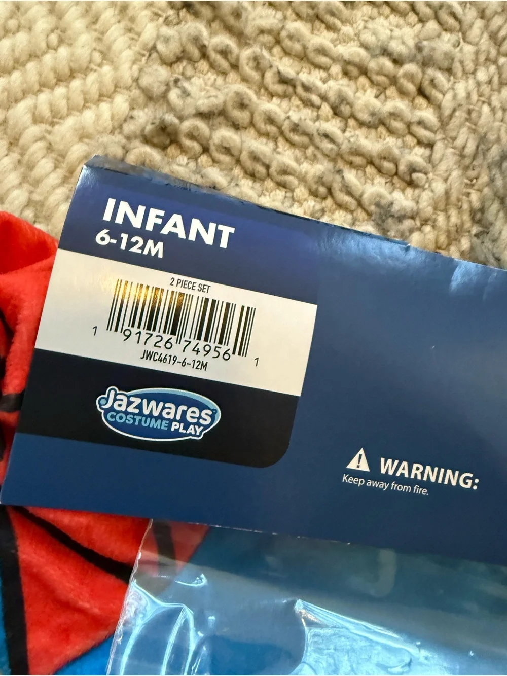 Marvel Spider-Man Blue & Red Infant Jumpsuit Costume w/ beanie 6-12 months nwt - Picture 7 of 7